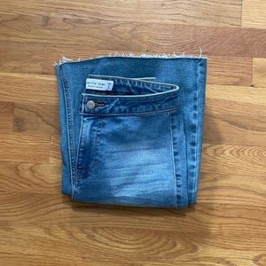 light blue high-waisted flare jeans